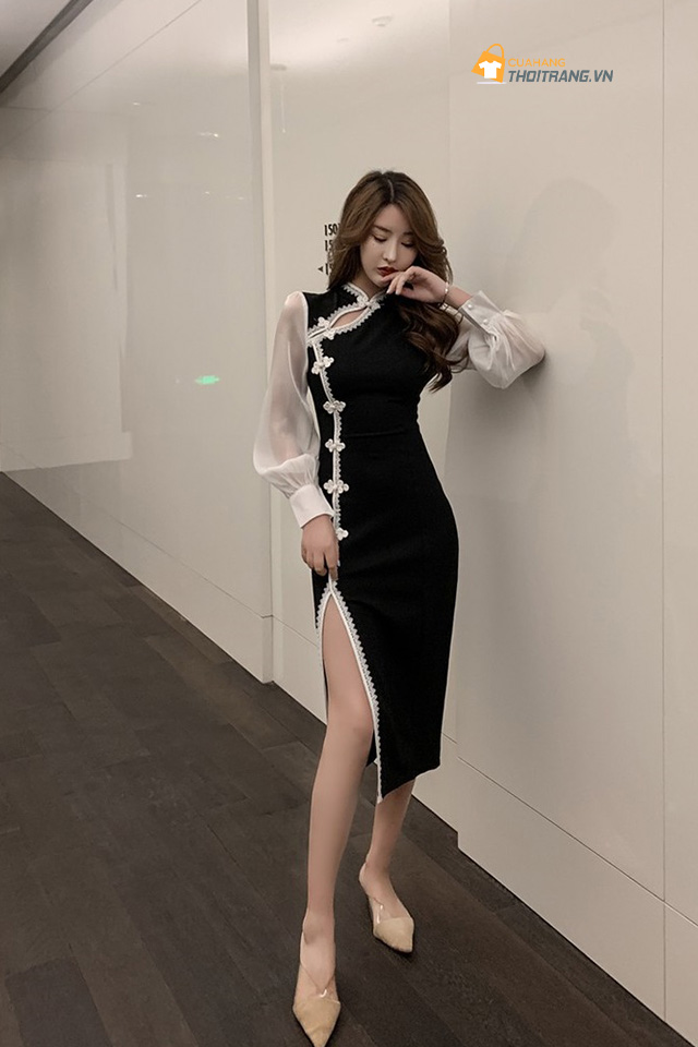 Sườn xám maxi