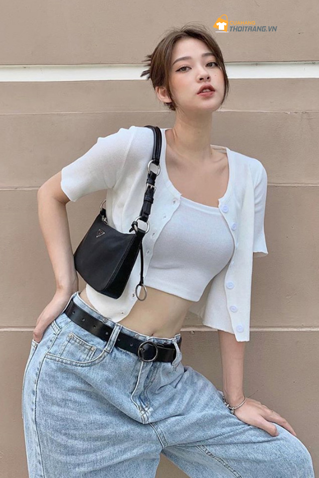 Áo cardigan dáng lửng khoe eo thon